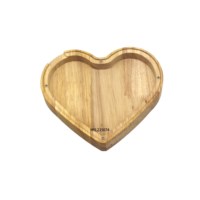 Tirelire personnalisée en bois massif en forme de cœur gravée pour enfants, couleur bois naturel, réutilisable, art populaire, pour table