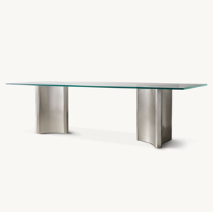 Sassanid OEM, diseño posmoderno, juegos <span class=keywords><strong>de</strong></span> <span class=keywords><strong>comedor</strong></span> <span class=keywords><strong>de</strong></span> lujo, mesa <span class=keywords><strong>de</strong></span> <span class=keywords><strong>comedor</strong></span> <span class=keywords><strong>Rectangular</strong></span> <span class=keywords><strong>de</strong></span> peltre mate Dalton Natural, mesa <span class=keywords><strong>de</strong></span> <span class=keywords><strong>vidrio</strong></span> transparente - Product Image 2