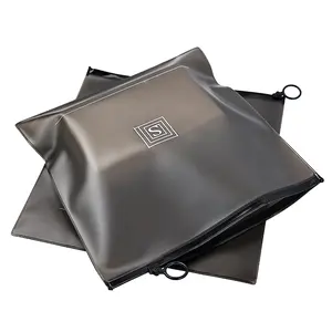 Pakaian PVC transparan hitam tas ritsleting plastik kosmetik rias Zip Lock Slider Bag Logo disesuaikan