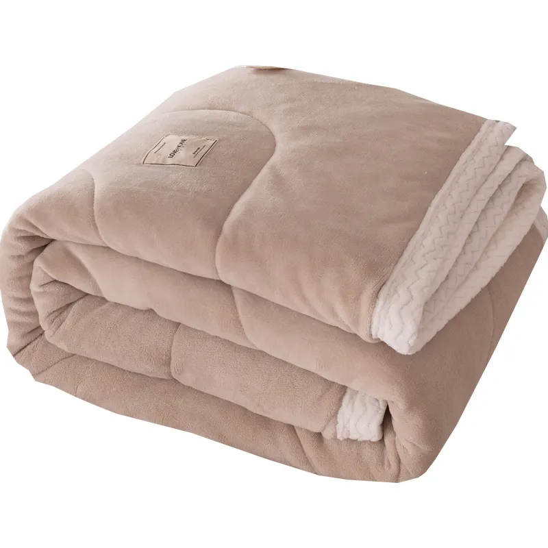 Vente en gros Courtepointes Flanelle Sherpa Polaire Couverture Solide Hiver Housse de Couette