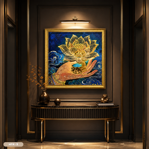 Pintura Artística en Relieve 3D Dorada Hecha a Mano, Decoración para el Hogar, Paisaje de Bosque de Bambú, Vietnam, Modelo OEM ODM MV4-5, Tamaño 60x60cm - Product Image 1