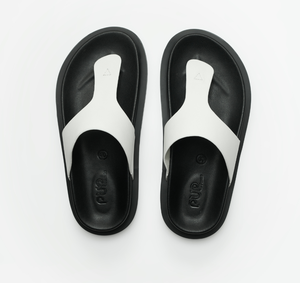 PUP Sandal Genuine Cow Leather Tubular Toe <b>Post</b> Anti Slip Lightweight Thick Sole Cushioning Flip Flops Size 36-45 White - Product Image 4