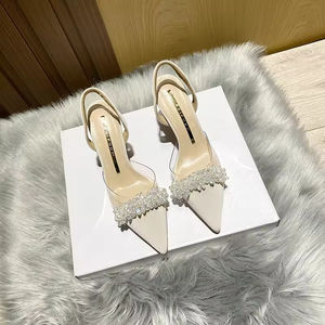 Zapatos de Tacón Alto para Mujer, Elegantes y Sensuales, de Cuero Genuino, con Punta Cerrada/Puntiaguda, Bordados y con Cuentas, Ideales para Bodas y Eventos al Aire Libre - Product Image 6