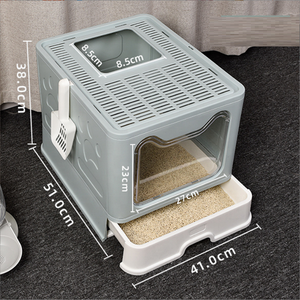 Vendita calda pieghevole facile pulizia Extra Large ingresso anteriore uscita superiore tipo di cassetto chiuso lettiera per gattini con lettiera Scoop wc - Product Image 2