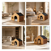 Abri pour animaux de compagnie en bois massif moderne, directement de l'usine, avec toit en tissu, fenêtres ventilées, design amovible et lavable, abri intérieur pour animaux de compagnie en carton