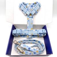 Harness Anjing Ergonomis Anti Tarik Custom, Set Tali Tangan Bebas yang Dapat Disesuaikan, Set Harness Anjing Anti Tarik Bahan Corduroy Bermotif