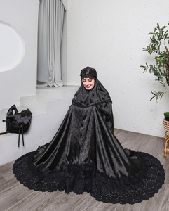 Trang Phục Nhà Sản Xuất Ren Màu Đen Satin Eid Ramadan Thờ Phượng Telekung Hồi Giáo Cầu Nguyện Hai <span class=keywords><strong>Pcs</strong></span> Bộ Truyền Thống Hồi Giáo Quần Áo - Product Image 5