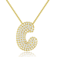 Collier Haomi CE plaqué or 18 carats avec pendentif lettre alphabet bulle et zirconium pavé, chaîne étincelante, bijoux de mode pour femme