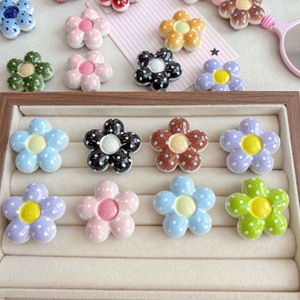 Perles à motif pois et fleurs, grand trou 5,4 mm, perles intercalaires imprimées grandes fleurs pour la fabrication de stylos, porte-clés et bijoux DIY - Product Image 4