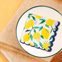 Serviettes jetables personnalisées en pâte de bois vierge 2 plis, 20 découpes imprimées, douces, écologiques, pour décoration de table de fête, motif citron, en sachet