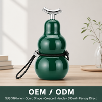 Gourde isotherme en acier inoxydable 316 de 390 ml en forme de calebasse avec paille, sangle de transport et couvercle à vis, pour boissons chaudes ou froides, 12 à 24 heures, idéale pour les voyages