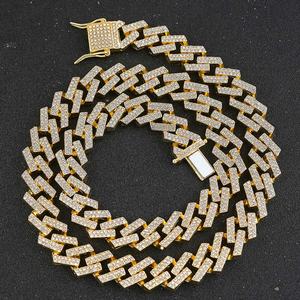 Collier ras du cou pour homme style hip-hop avec zircon et pierres en verre, chaîne cubaine de haute qualité entièrement sertie de pierres, bijoux pour homme - Product Image 5