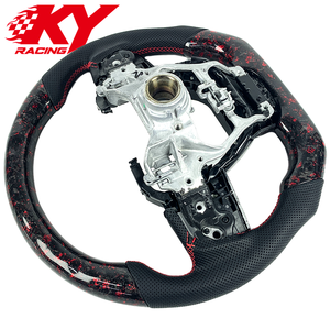 Volant sport en fibre de carbone forgé, style course personnalisé, rouge et or, pour Toyota Highlander Sienna LC300 Hilux - Product Image 3