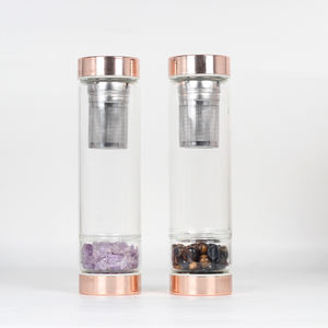 Bouteille en cristal avec couvercle en or Rose, pierres précieuses naturelles, en Quartz, avec Logo personnalisé - Product Image 3