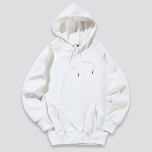 Sweat-shirt à capuche blanc pour homme, coupe classique, couleur unie, 100% coton, tissu FRENCH TERRY, style décontracté pour l'automne - Product Image 4
