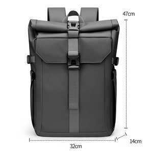 Custom Recycled Pet Waterproof Travel <b>Laptop</b> <b>Backpack</b> Usb Port Anti-theft <b>Roll</b> <b>Top</b> Rucksack Geometric Poly - Product Image 3