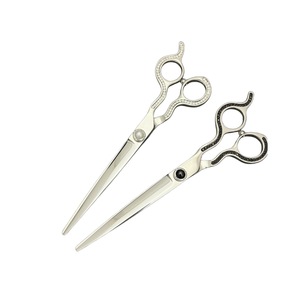 Tijeras de peluquería para mascotas con gemas rojas, 7 pulgadas, acero inoxidable, herramientas para cortar el pelo de perros, diseño de mango único, tijeras de belleza - Product Image 2