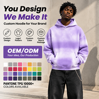 Hoodie Pria Tebal Anti Pilling 350 GSM, Pewarnaan dan Pemutihan, Laris untuk Fashion Streetwear