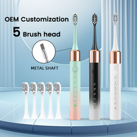Brosse à dents électrique Sonic pour adultes 5 têtes de brosse 5 Modes Blanchiment des dents Minuterie intelligente 2 minutes Fonctionnement 30 jours Moteur 42,000 VPM