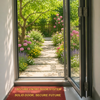 Porte d'entrée extérieure en aluminium et verre trempé HUACAI, porte battante entièrement vitrée, moderne