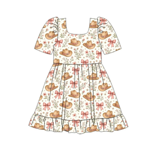 Vestido Tipo Romper para Bebés y Niñas Pequeñas, Estampado Floral, Manga Corta, Línea A, Largo hasta la Rodilla, Estilo Lindo para Primavera y Otoño, Venta al Por Mayor - Product Image 3