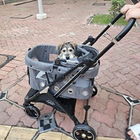 Tout-en-un Poussette pliable réglable pour chat et chien Teddy Chariot de voyage pliable à une clé Produit de transport pour animaux de compagnie