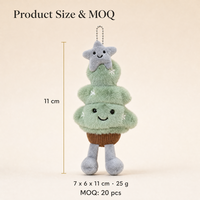 Ornement de Noël en peluche 12 cm vert sauge, décoration suspendue avec étoile argentée, pendentif de Noël en peluche courte pour la décoration de l'arbre