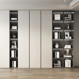 خزانة كتب خشبية عصرية للمنزل مع أبواب وأدراج، رف كتب مخصص للدراسة - Product Image 4