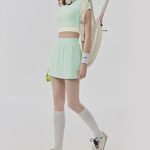 Ensemble de sport de tennis pour femme, rembourré, color block, toucher frais, décontracté, deux pièces, anti-exposition, pour Pilates et Yoga - Product Image 4