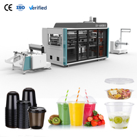 Machine automatique de fabrication de gobelets en plastique PP PET PS, 15-30 cycles/min, machine de thermoformage pour gobelets jetables à café et à thé à bulles
