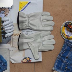 Gants de travail Emboson LD002 <span class=keywords><strong>en</strong></span> <span class=keywords><strong>cuir</strong></span> de chèvre pleine fleur, coupe simple, coupe-vent, avec doublure fine au pouce, très demandés - Product Image 4