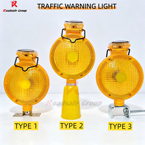 Luz de Advertencia de Tráfico, Barrera Luminosa Solar LED Ámbar, Señalización de Barrera Vial, Luces Intermitentes Ámbar <span class=keywords><strong>con</strong></span> Soporte de Instalación - Product Image 1