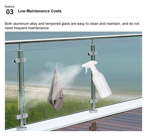 Sistema di Ringhiera per <span class=keywords><strong>Balcone</strong></span> in Alluminio Verniciato a Polvere di Grado Commerciale con Pannelli in Vetro, Moderno e Lussuoso per Esterni, Hotel e Appartamenti - Product Image 6