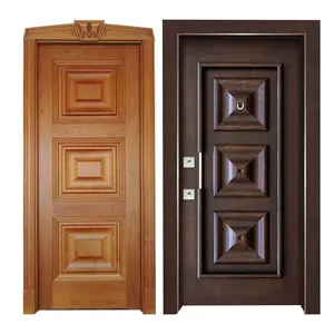 Factory directly supplies natural veneer heavy duty carved solid wood doors Vintage wood doors for interior bedroom apartments