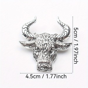 1pcs Touro Cabeça Antiga Liga De Prata De Ouro Animal Broche Pinos Fivela Emblema Corsage Acessórios Presente - Product Image 5