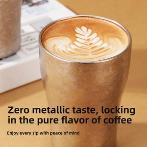 Mug à café, mug à bière et tasse à eau légers à double paroi en titane pur isolé sous vide à large ouverture Lavida - Product Image 4