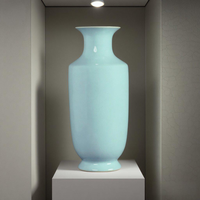 Offre Spéciale Vase En Céramique De Luxe Chinois Ruyao Céladon Vase À La Main En Porcelaine Bleu Ciel En Céramique Art Fleur Vase pour La Décoration De La Maison