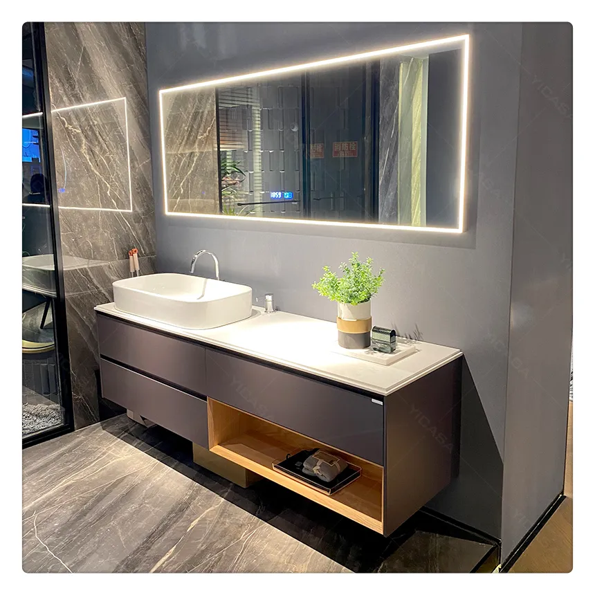 2021 Hangzhou Vermont Factory Modern Design Hotel Bathroom Furniture Sanitary Vanity Sink Cabinet Wood In China