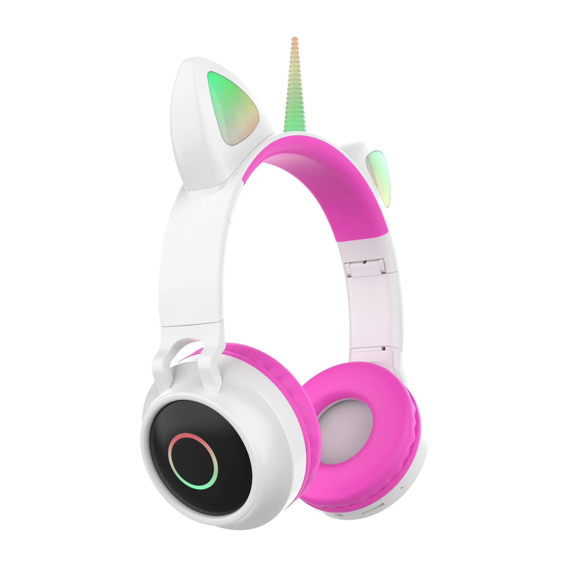 over head Cat ear kids headphone unicorn fm tf card custom logo headset cat shape led colour changing wireless headphones