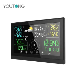 Prévisions météorologiques à fonction complète, horloge électronique, Station météo, écran tactile coloré, 433mhz, automatique, professionnel