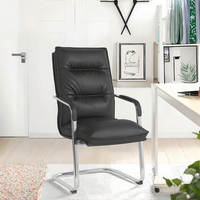 Chaise de réunion moderne en cuir synthétique avec pieds convertibles chromés pour la conférence Chambres de visiteurs