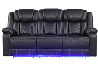 Sofá Reclinable Eléctrico Moderno en Forma de U de Piel Sintética con Luces LED, 3 Piezas (Sofá + Sofá de Dos Plazas + Sillón), con Portavasos, Consola para Sofá de Dos Plazas y Altavoces