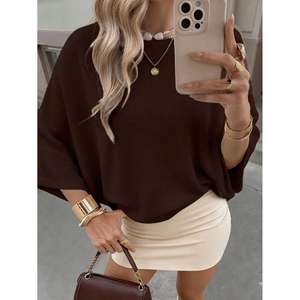 Suéter Oversize con Cuello Barco y Mangas Murciélago Blanco XXS para Mujer - Product Image 5