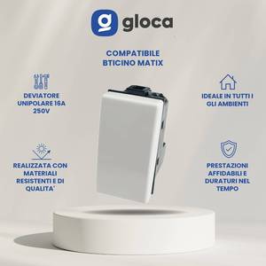 Gloca ชุดสวิตช์สลับ unipolar 250V 10 16A เข้ากันได้กับ matix Series - Product Image 2