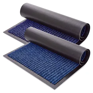 Polyester Doormat Outdoor Polyester Double Stripe Rib Doormat Anti Slip Door Mat