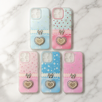 Coque de téléphone PC à motif cœur scintillant pour iPhone 17 16 15 14 13 12 11, coque arrière Bling pour femmes pour Honor X6B X7E X5C X5B X9D X9C X6D
