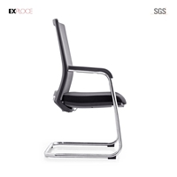 Chaise de bureau entièrement en tissu, à dossier central, avec roulettes, pour conférence, invités
