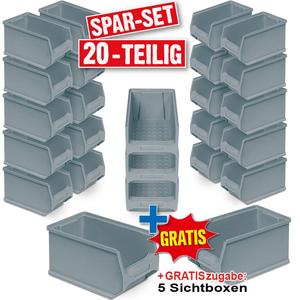 ¡20x Sichtbox PROFI LB4, Grau + GRATIS: 5 Zusätzliche Sichtboxen Geschenkt! - Product Image 2