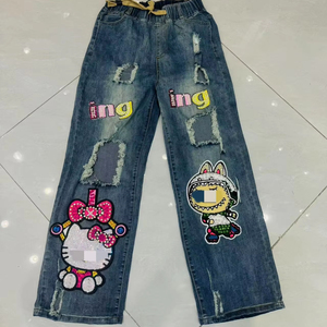 Rhinestones Cartoon Lady Denim Pant 2026 Bling Bling <strong>Women</strong> <strong>Jeans</strong> OC268 - Product Image 1