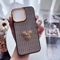 Coque de protection en cuir coloré motif ours pour iPhone 11 12 13 14 15 16 17 18 Pro Max et Samsung